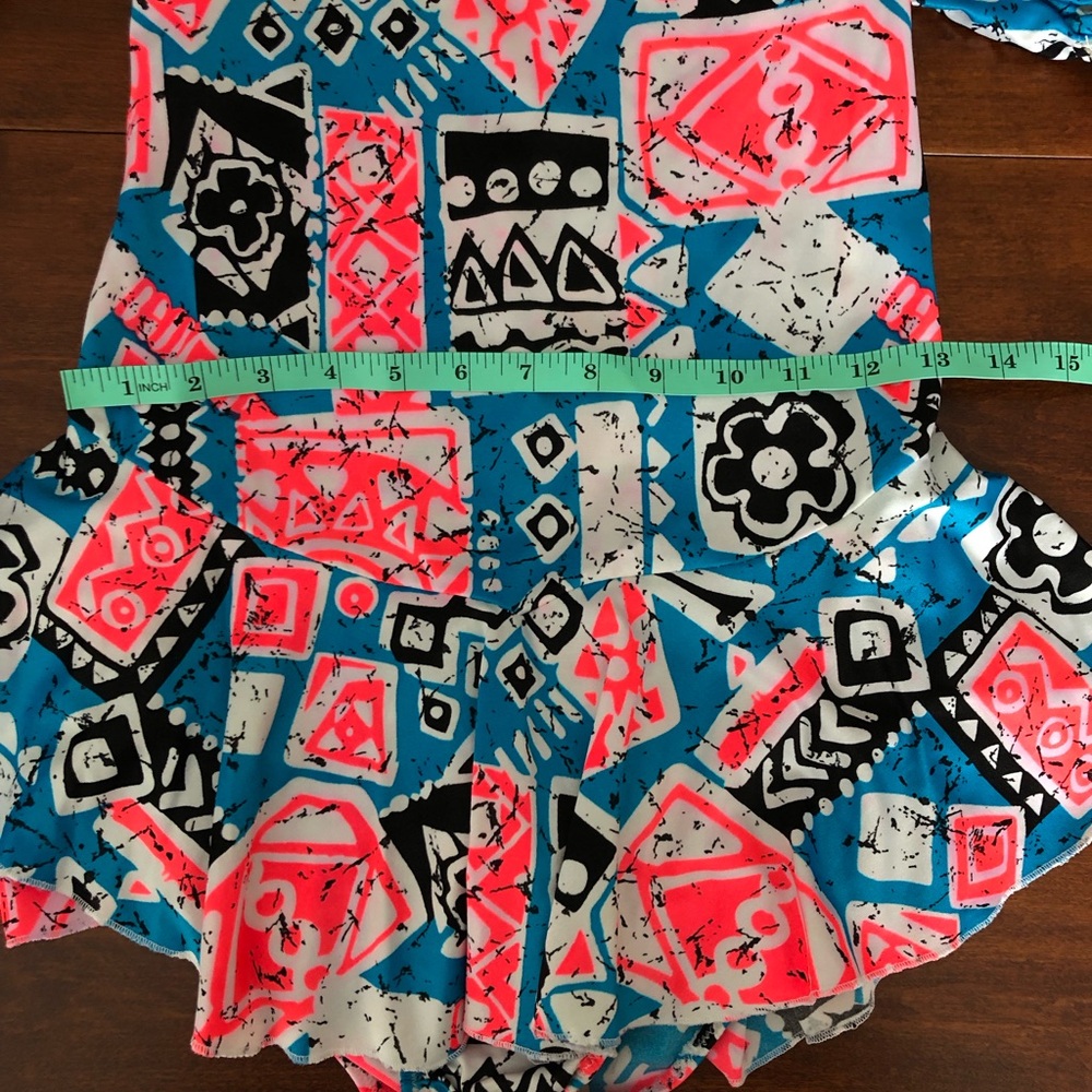 Colorful Geometric Pattern Figure Skating Dress - Picture 5 of 6